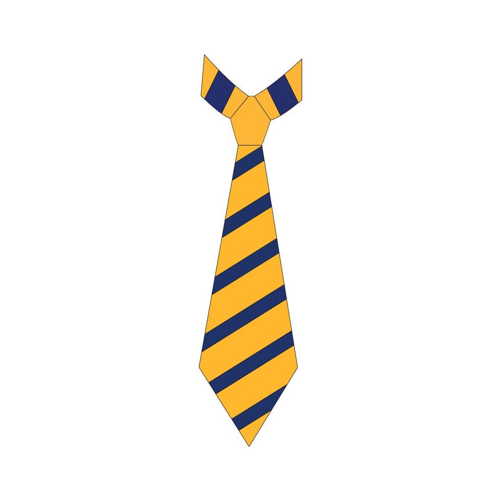 Tie in yellow and blue color. Vector set in cartoon style. All elements are isolated