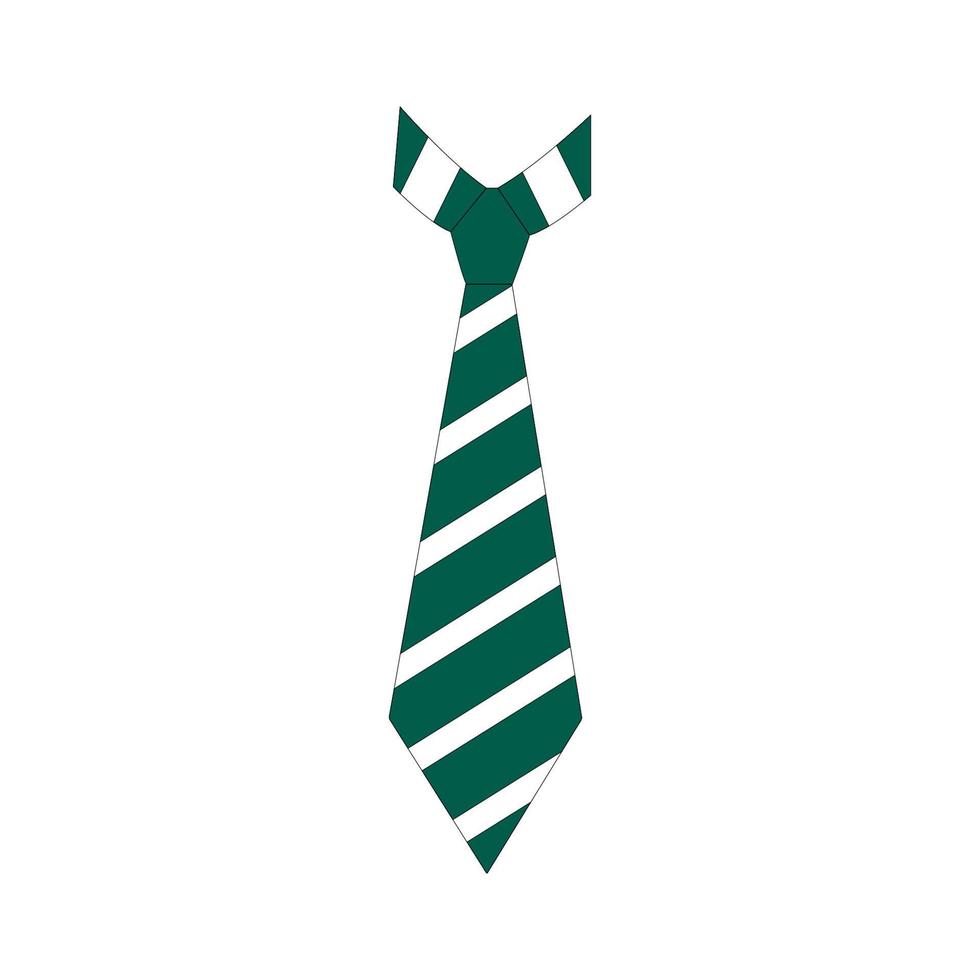 Tie in green and white color. Vector set in cartoon style. All elements are isolated