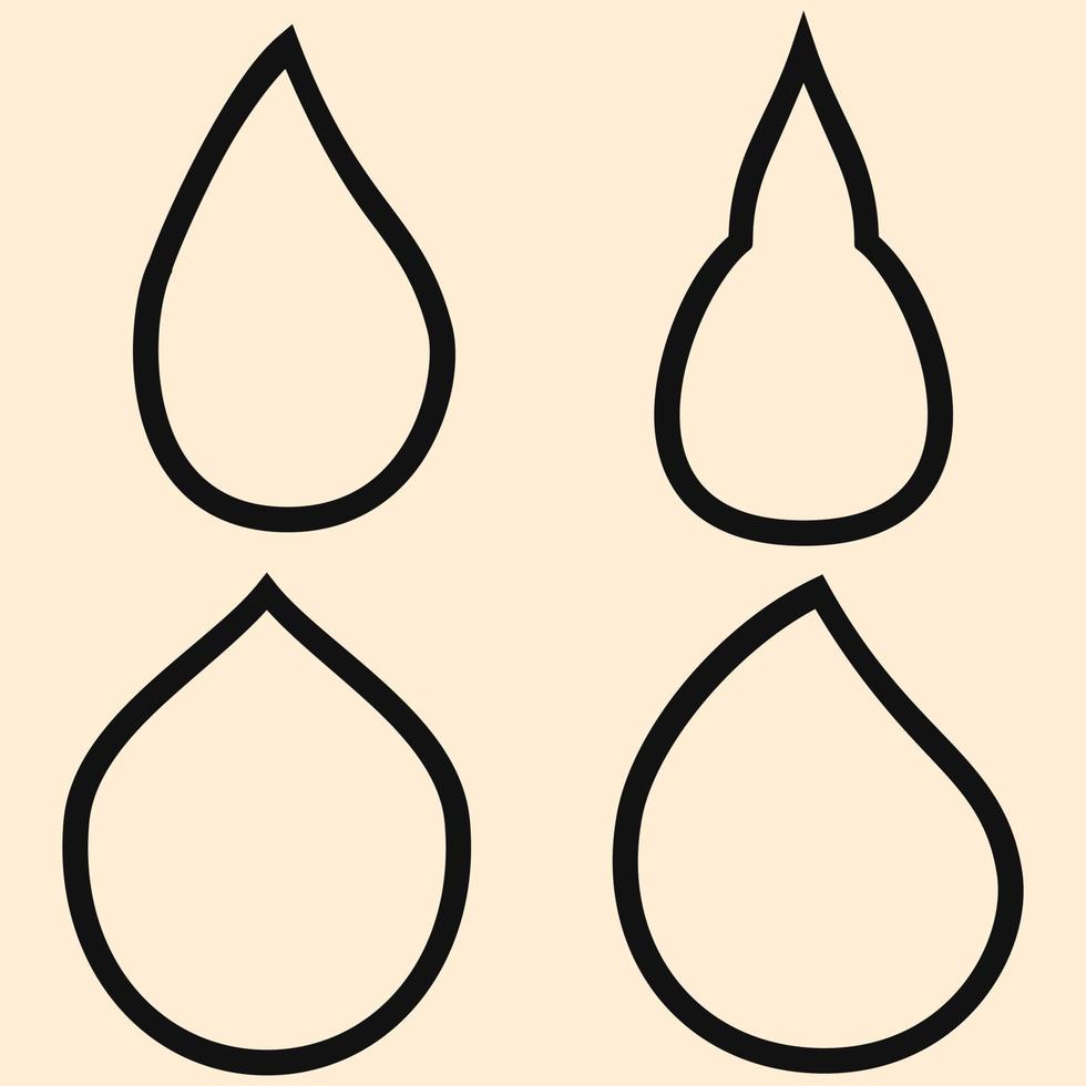 diseño de icono de gota de agua con estilo de línea. conjunto de material vectorial líquido para la ilustración de gotas de agua, grasa de aceites, lluvia y sangre. gran diseño para iconos de interfaz de usuario y gráficos de contenido de redes sociales. vector