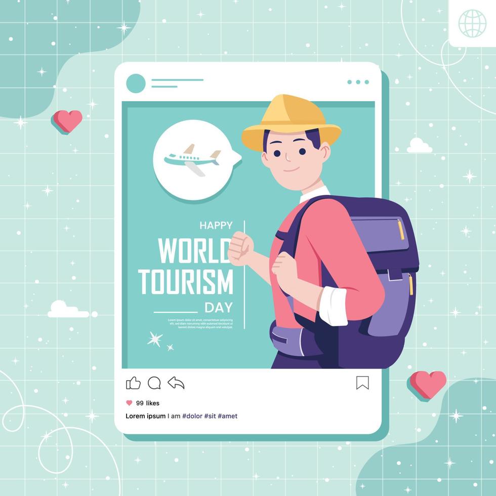 feliz día del turismo ilustración del concepto de redes sociales vector