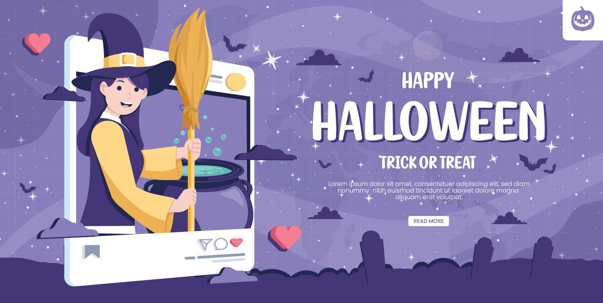 banner de ilustración de concepto de día de halloween vector