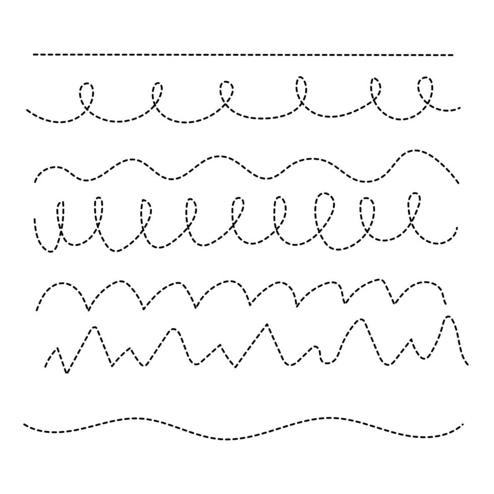 líneas de fideos, elementos de pinceles dibujados a mano vector