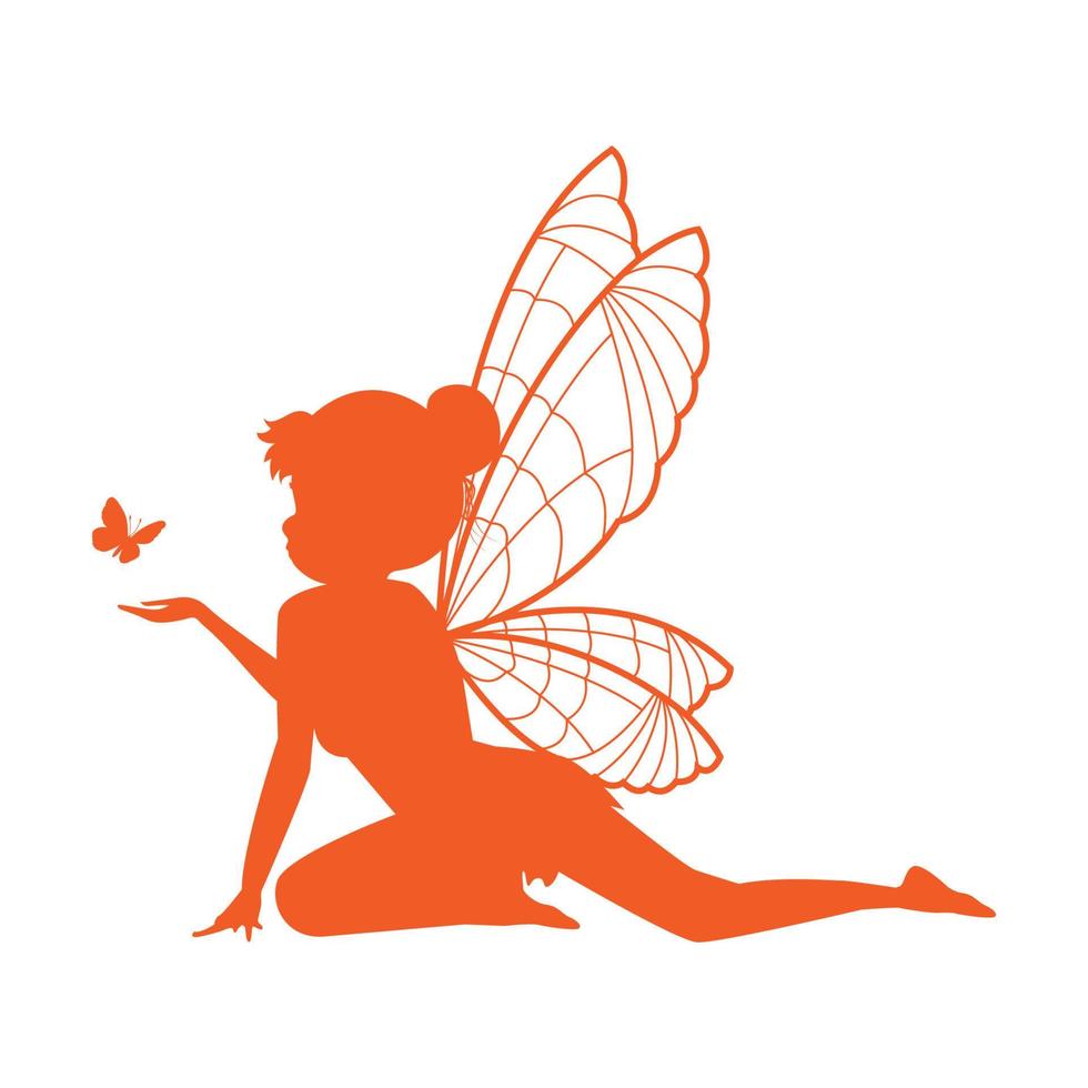 cute fairy silhouette illustration vector