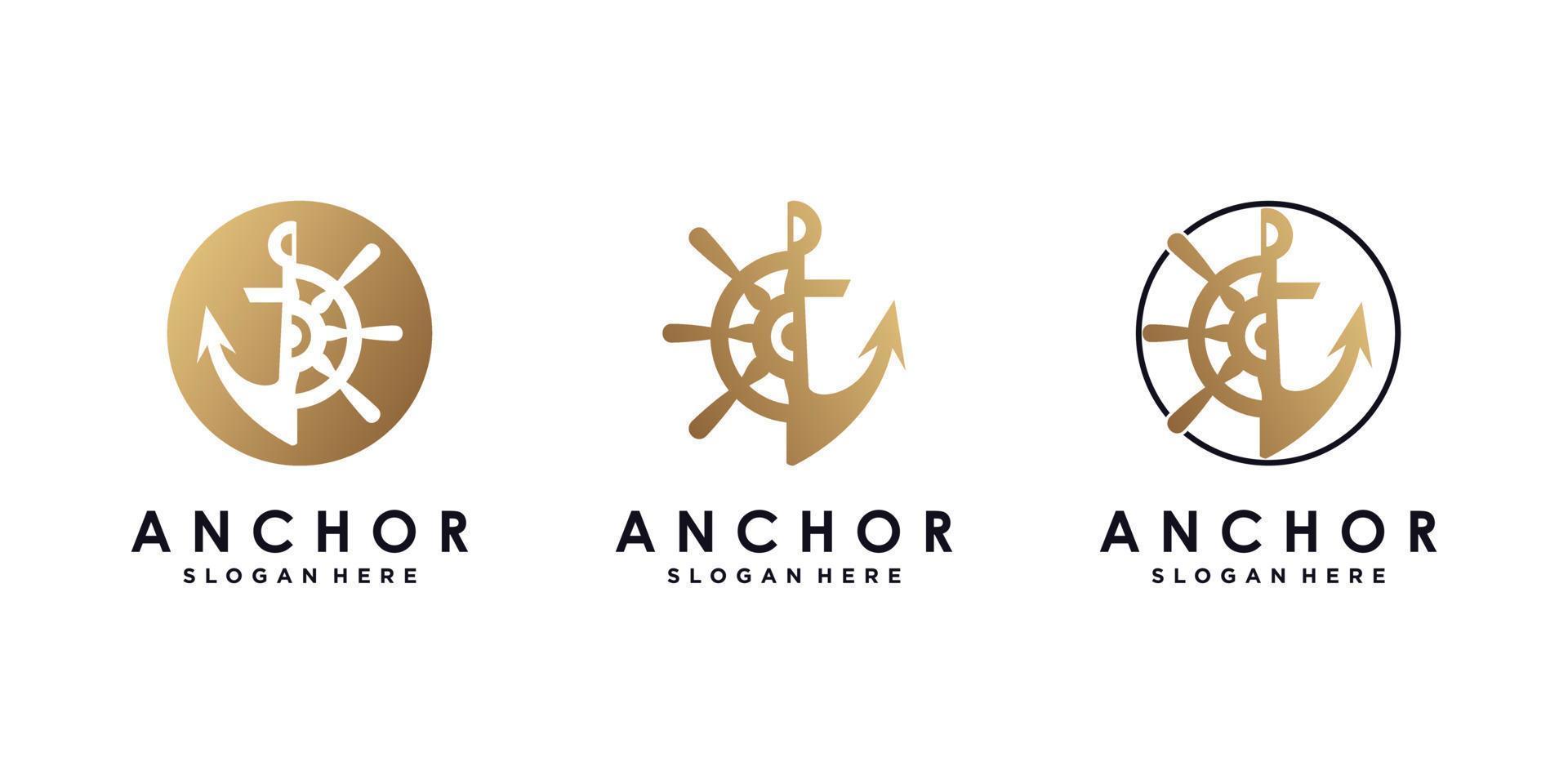 Set of anchor logo design bundle for sailor icon with creative concept Premium Vector