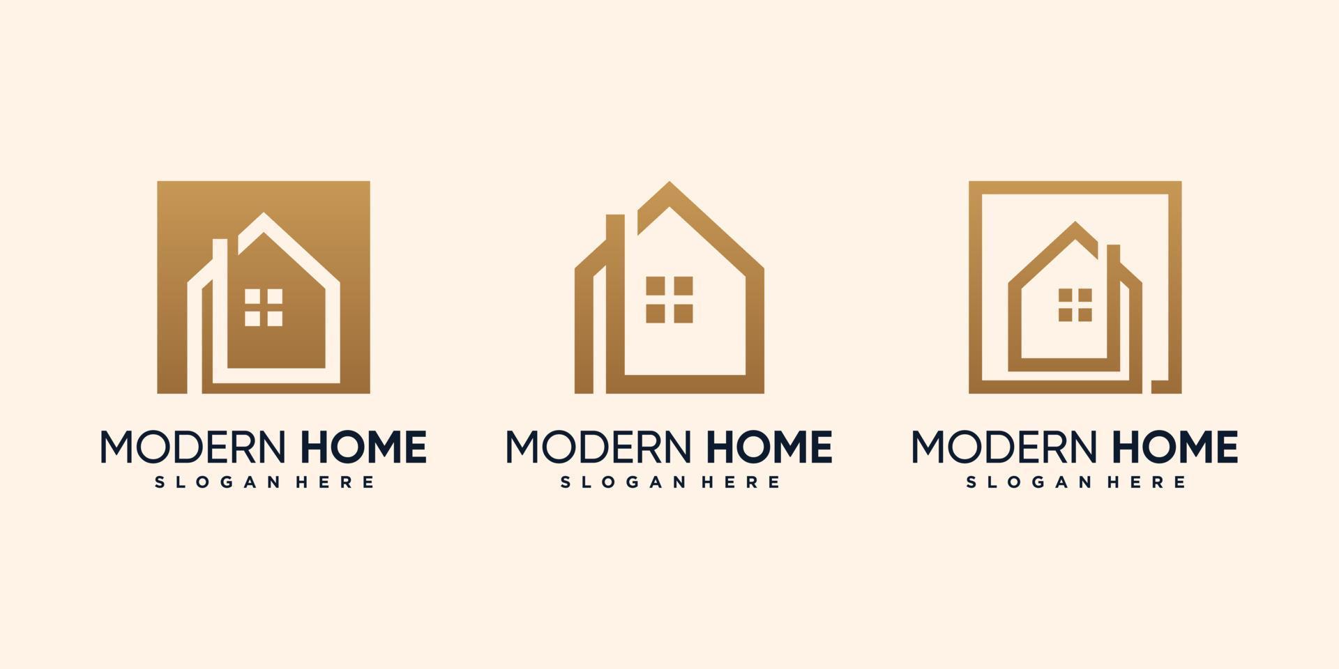 conjunto de paquete de diseño de logotipo de casa moderna con vector premium de concepto único creativo