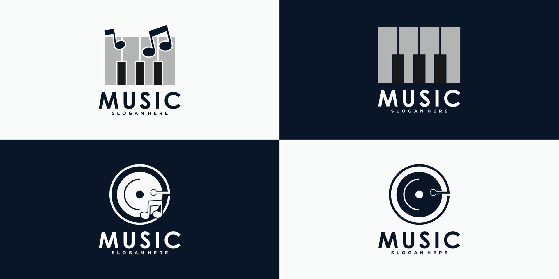 set of music logo design with creative concept premium vector