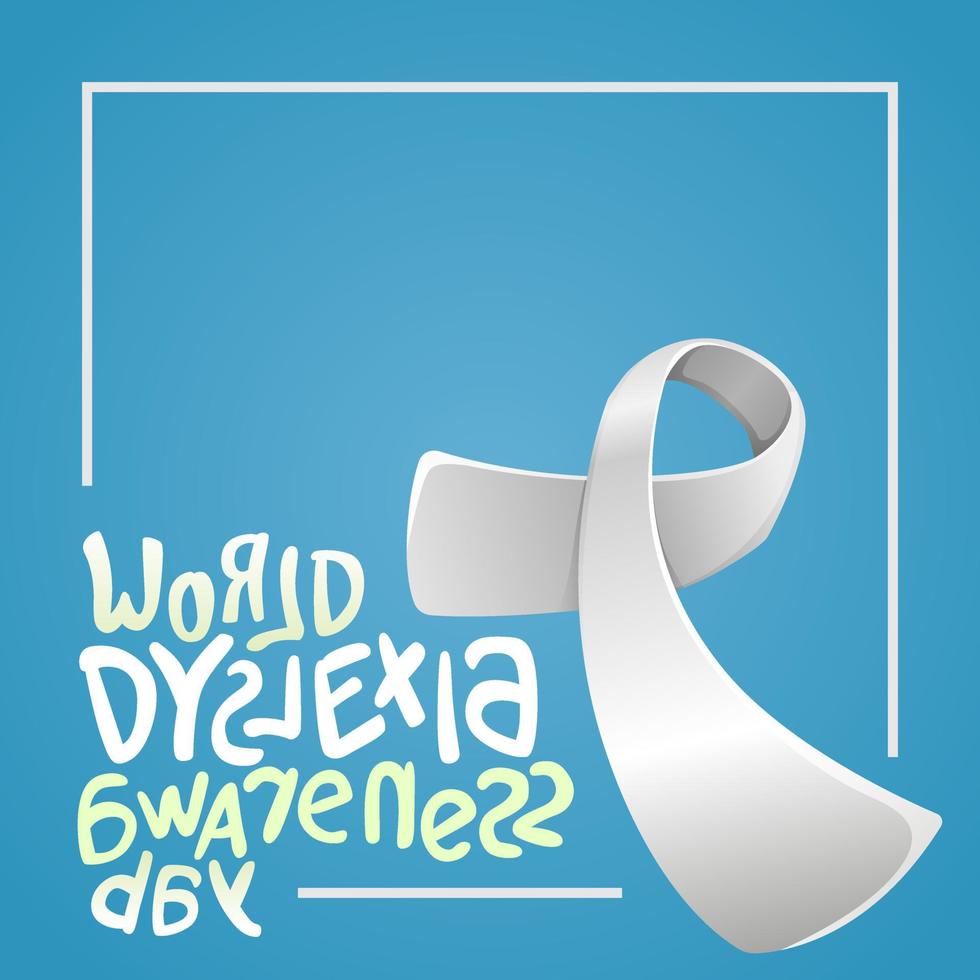 World Dyslexia Awareness Day Silver Ribbon Concept vector