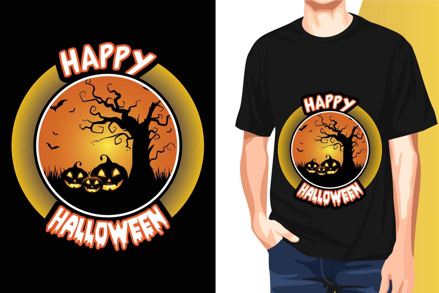 Plantillas vectoriales de diseño de camisetas de halloween con listo para imprimir vector