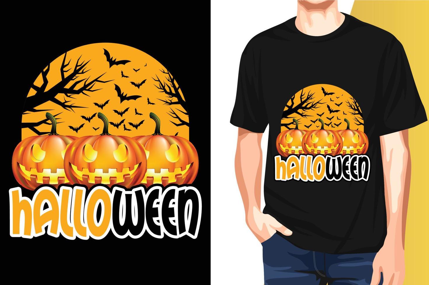 Plantillas vectoriales de diseño de camisetas de halloween con listo para imprimir vector