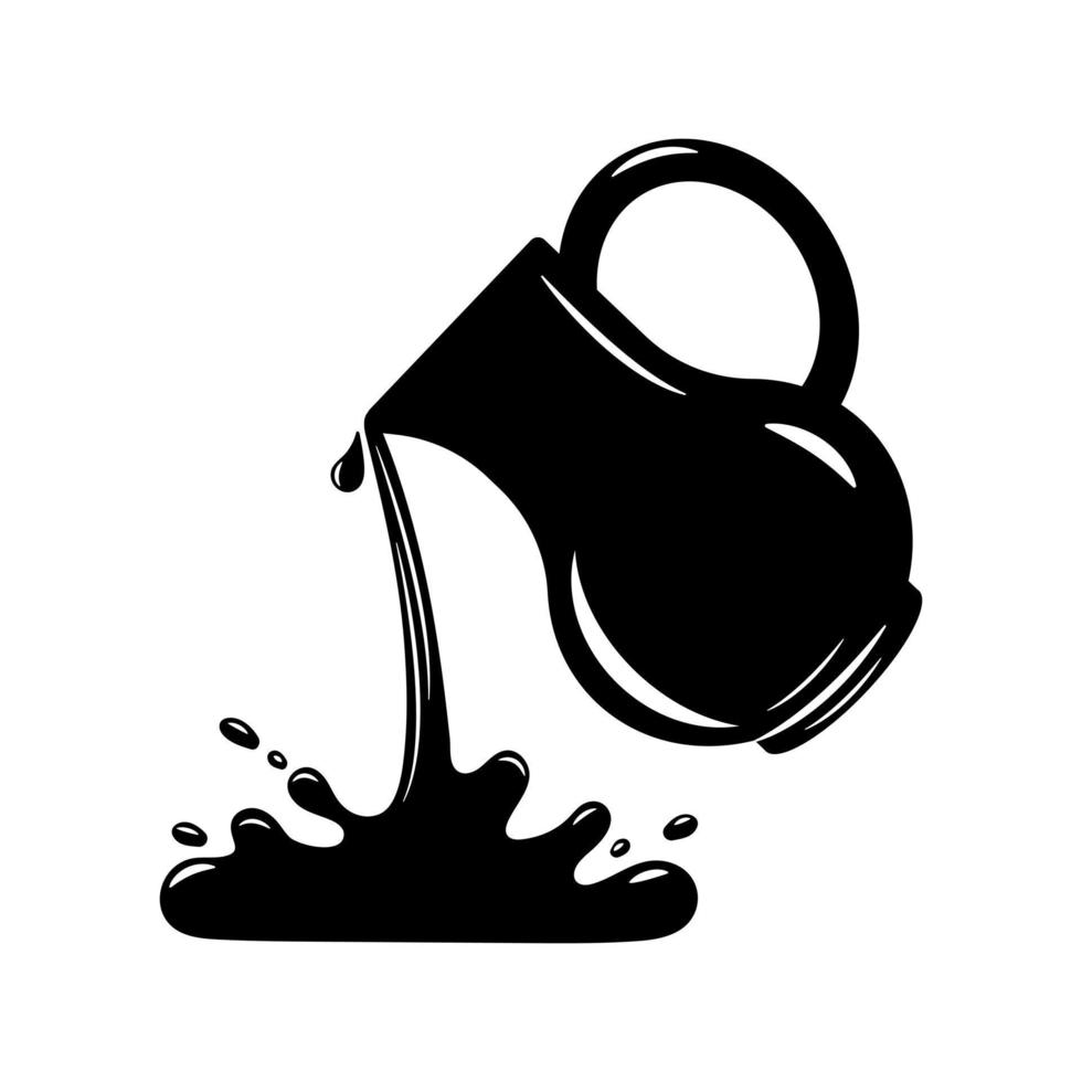 Vector monochrome jugs, Pouring water from a jug. Vector illustration on a white background