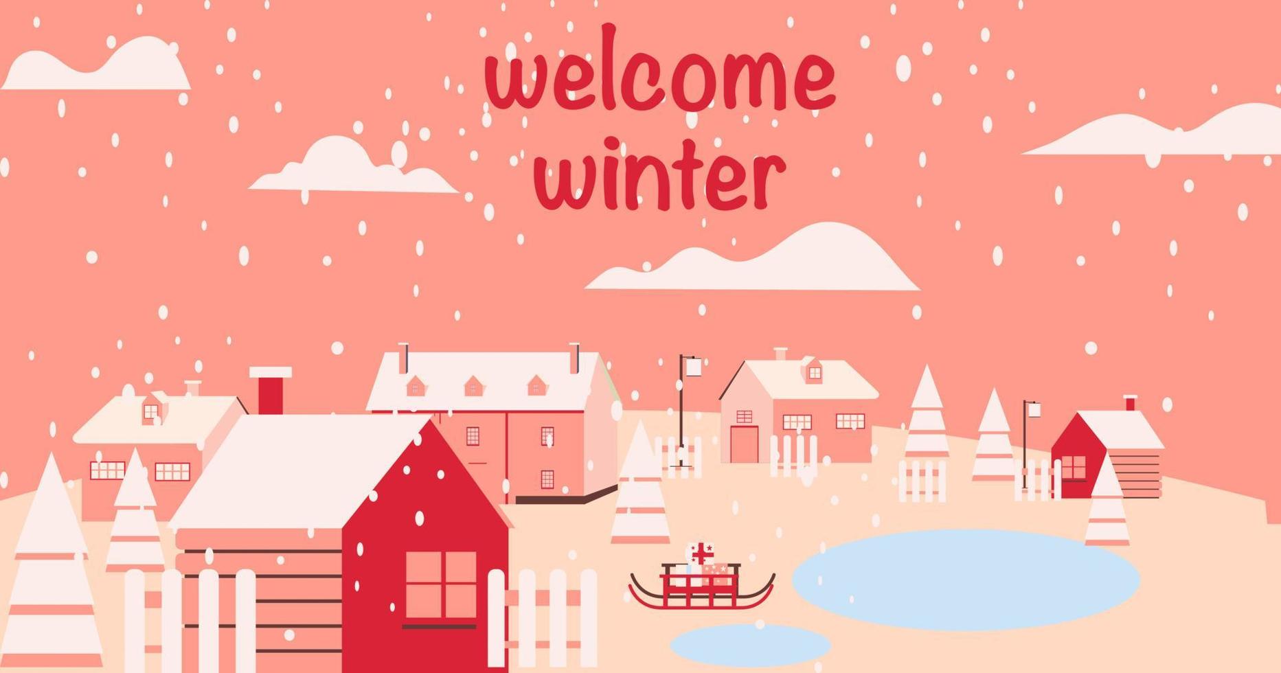 Welcome winter landscape illustration vector