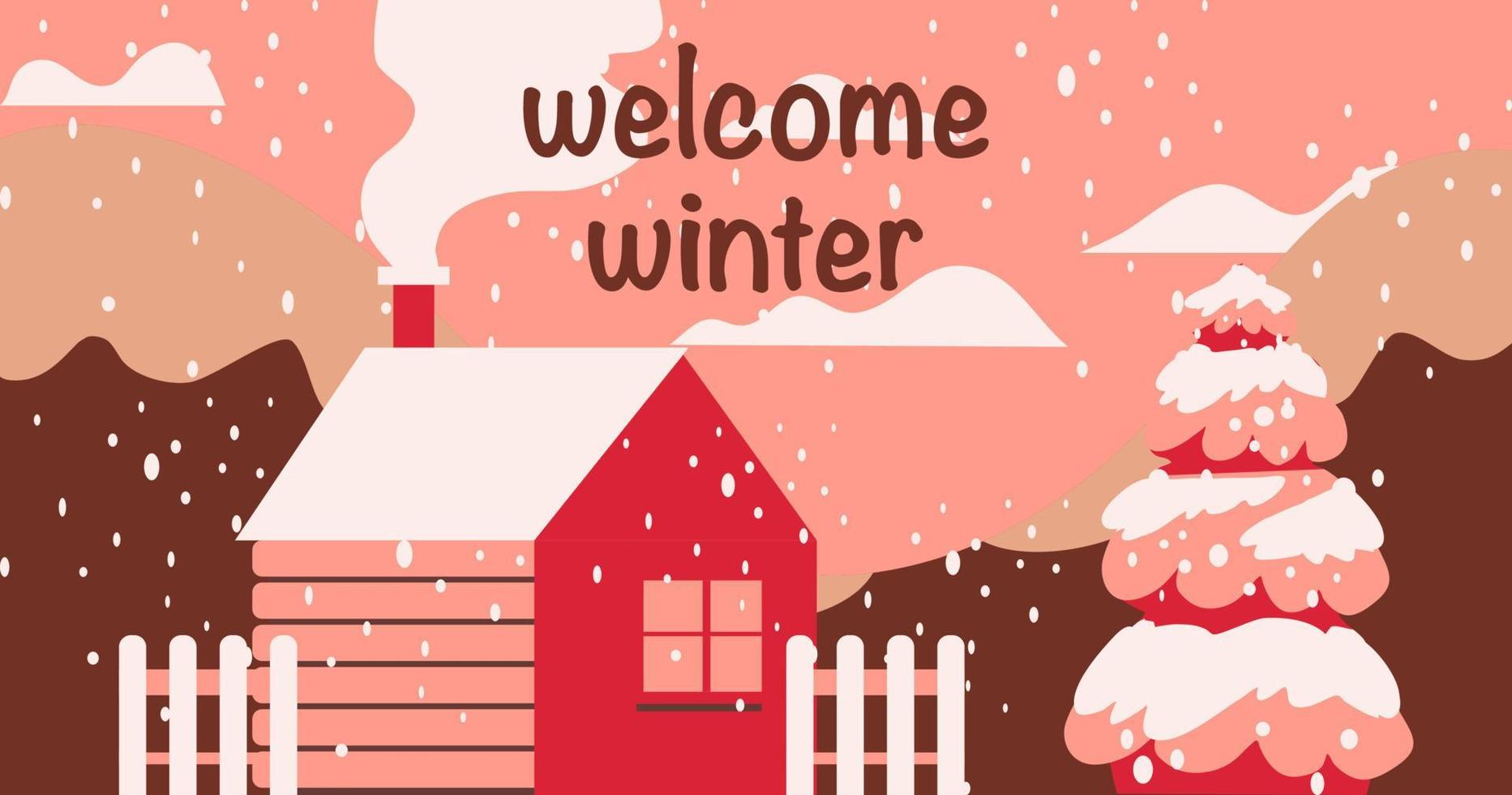 Welcome winter landscape illustration vector