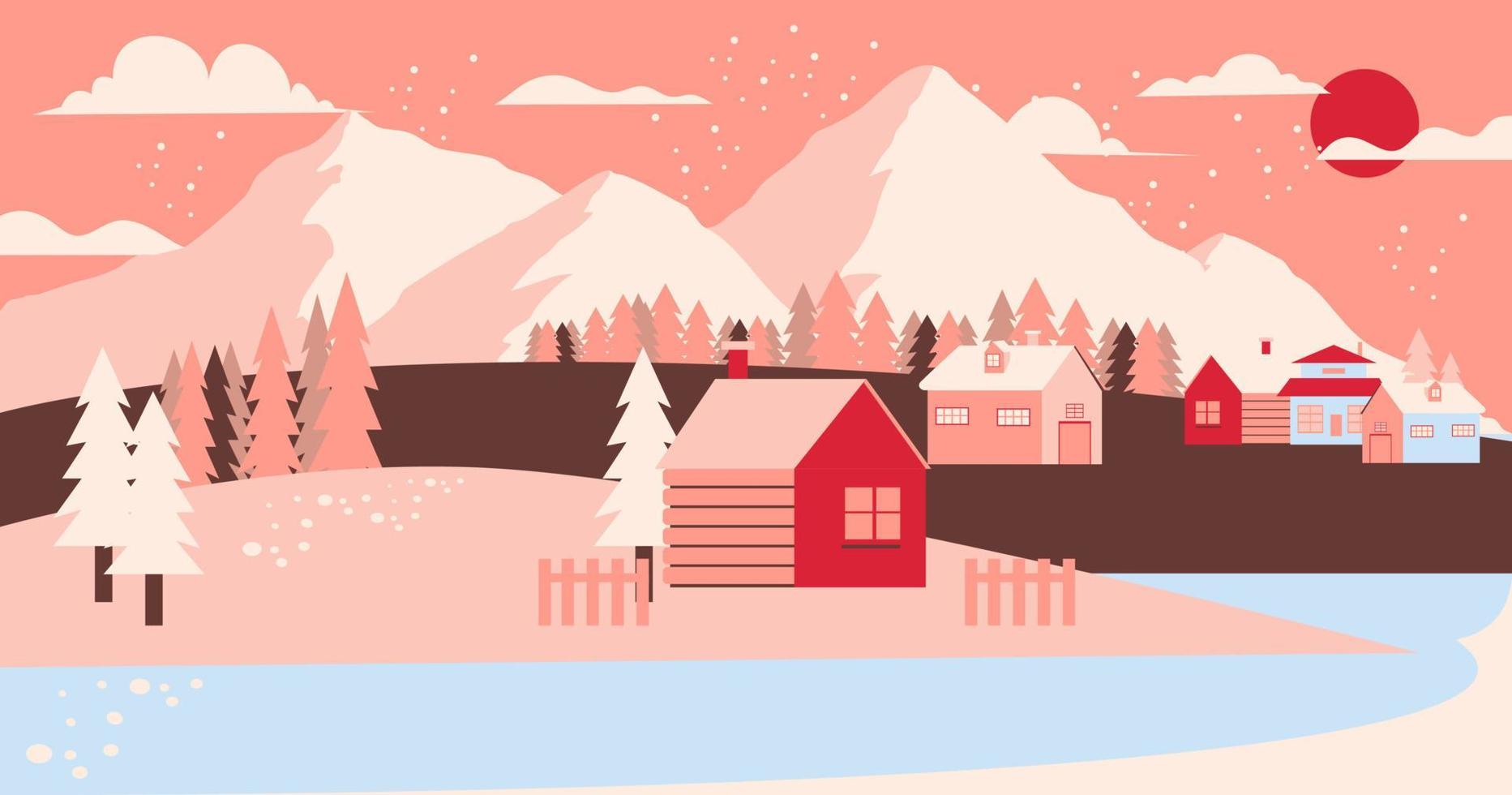 Start winter landscape illustration vector