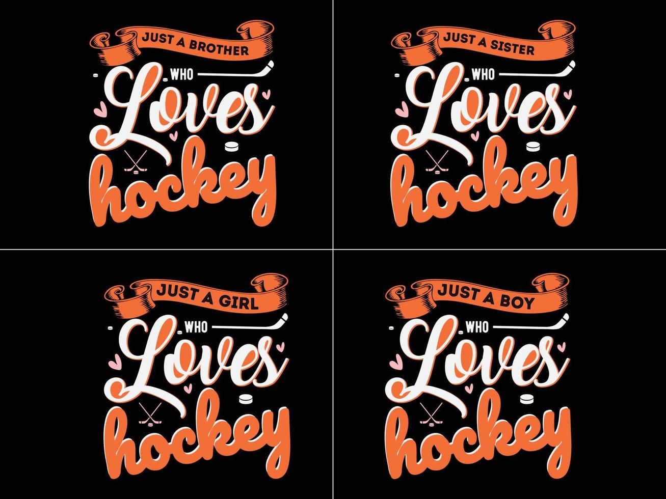 Just a boy girl brother sister who loves hockey t shirt design vector