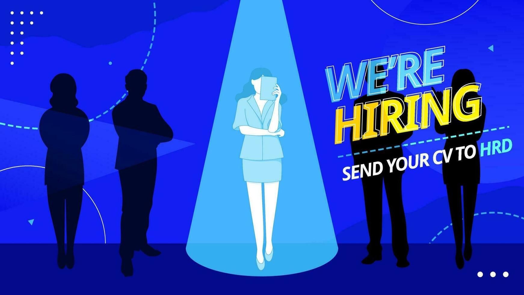 We are hiring banner design on blue background vector