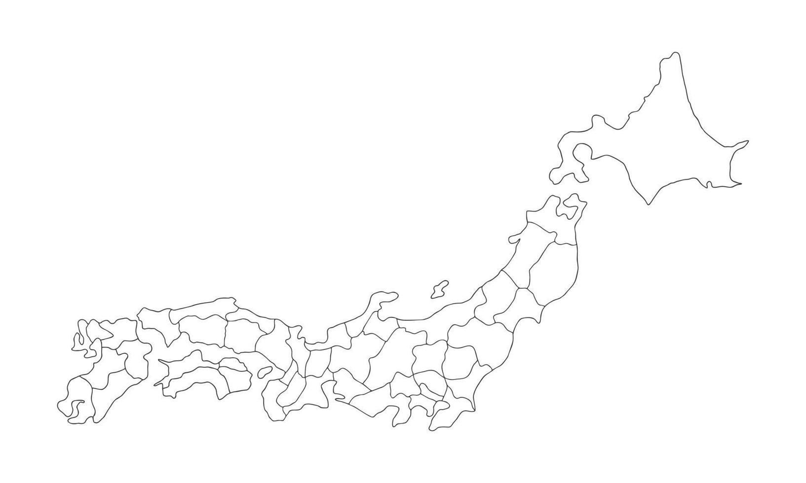 fondo blanco del mapa de japón con diseño de arte lineal vector