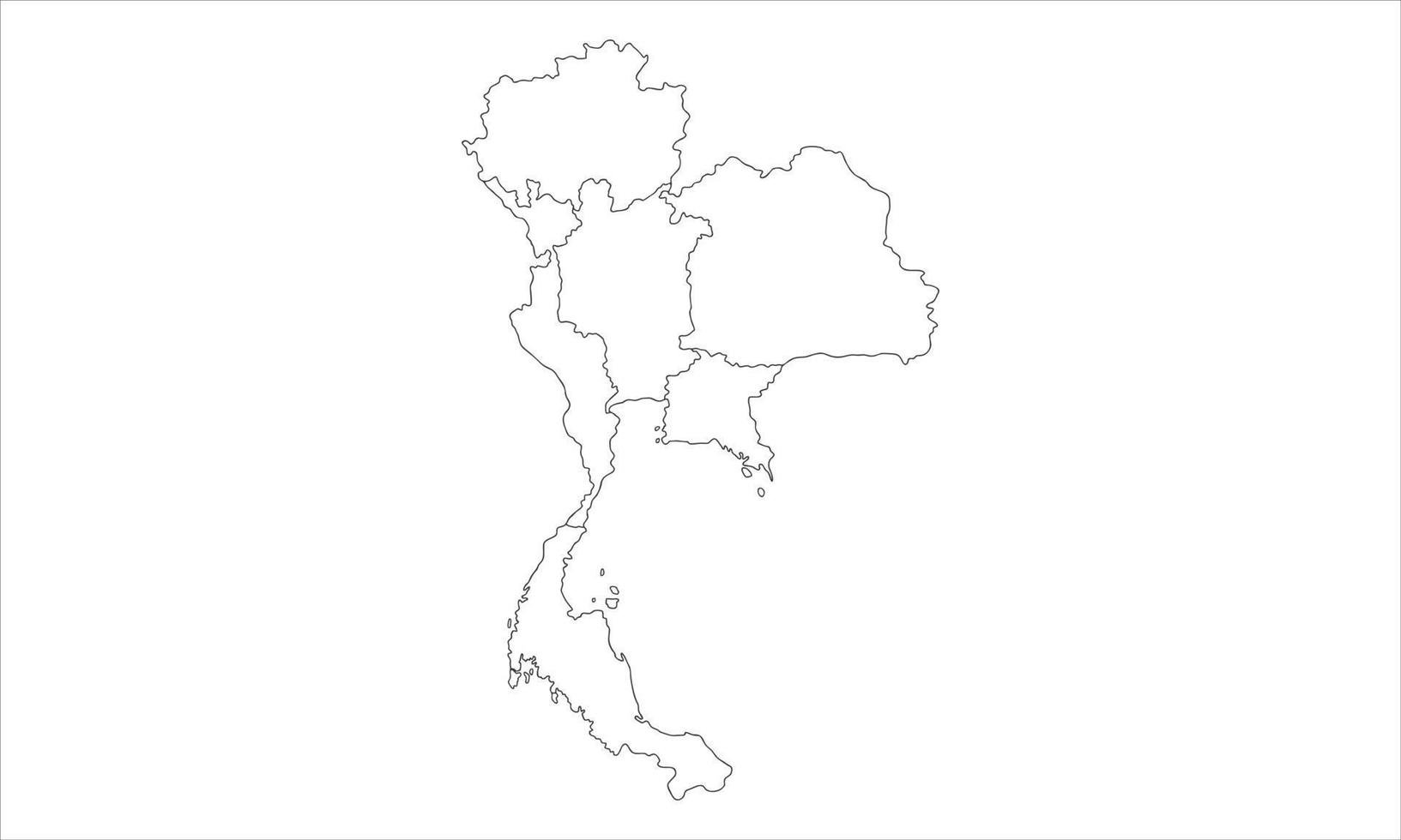 fondo blanco del mapa de tailandia con diseño de arte lineal vector