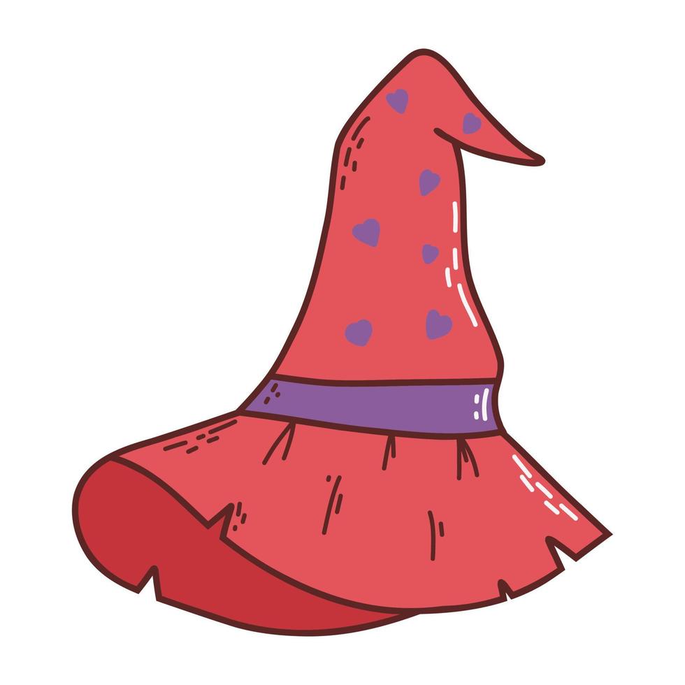 Witch hat. Halloween element. Trick or treat concept. Vector illustration in hand drawn style