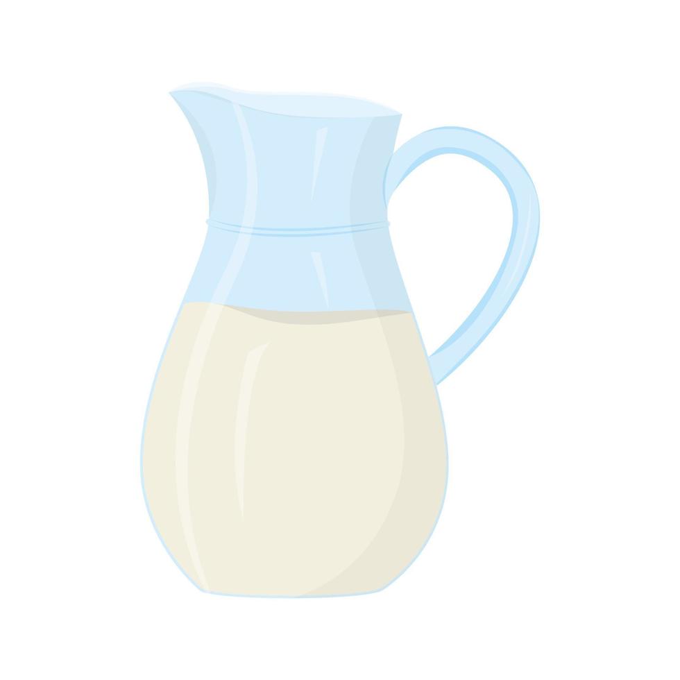Jug of milk. Elements for design farm products, healthy food. Flat vector illustration.