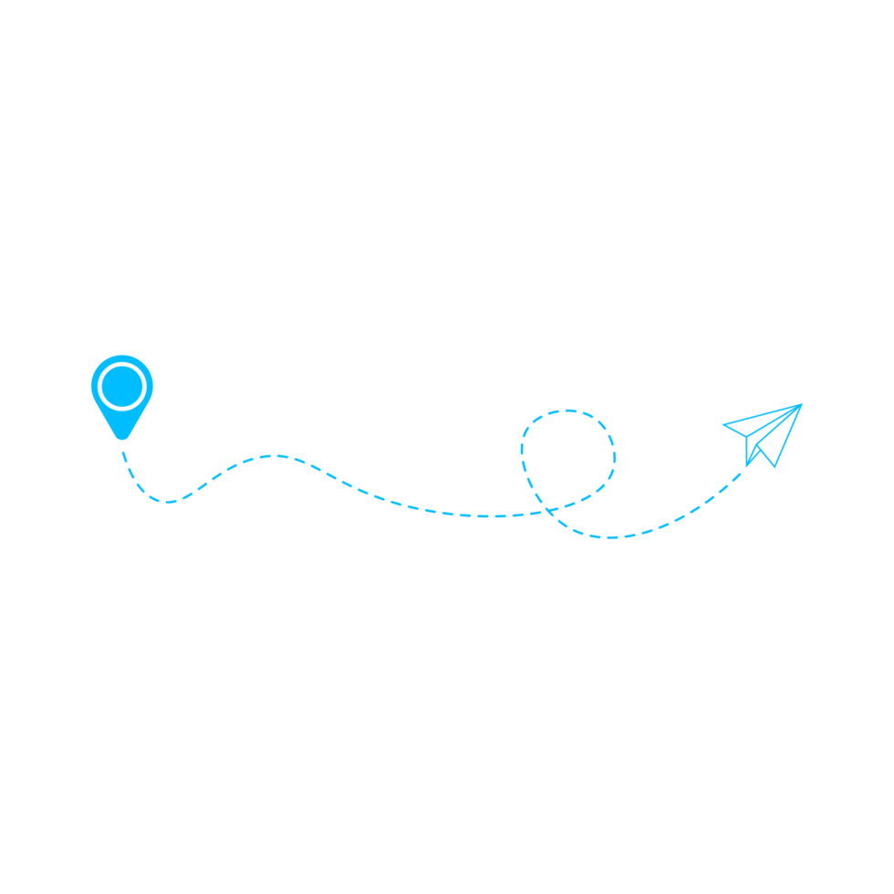 Dashed Line Paper Airplane Route with Location Icon png