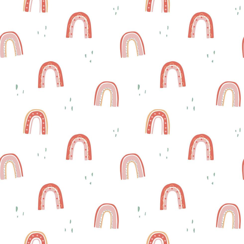 Cute seamless pattern with childish doodle rainbows. Design for textiles, nursery vector