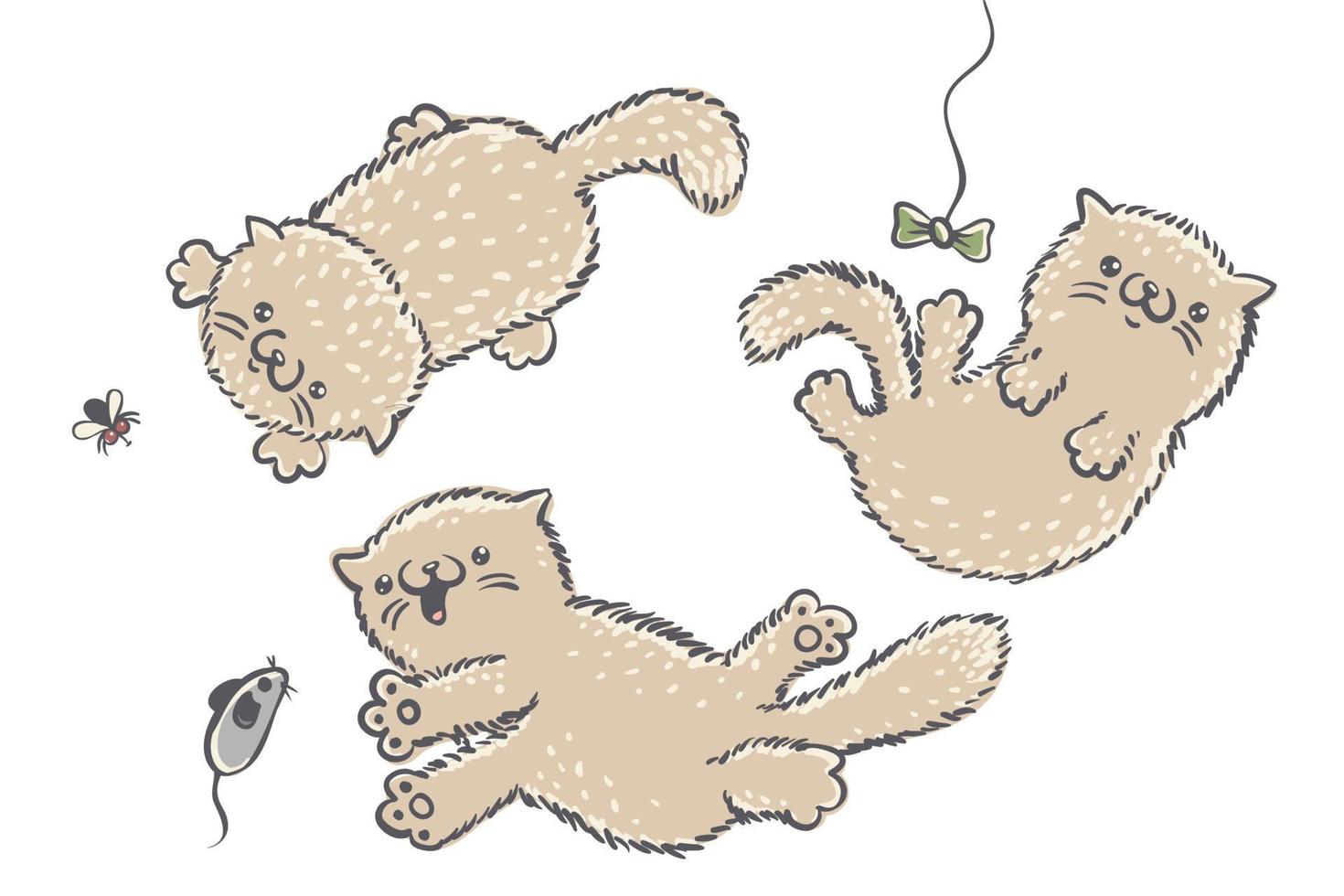Cute cats with toys vector