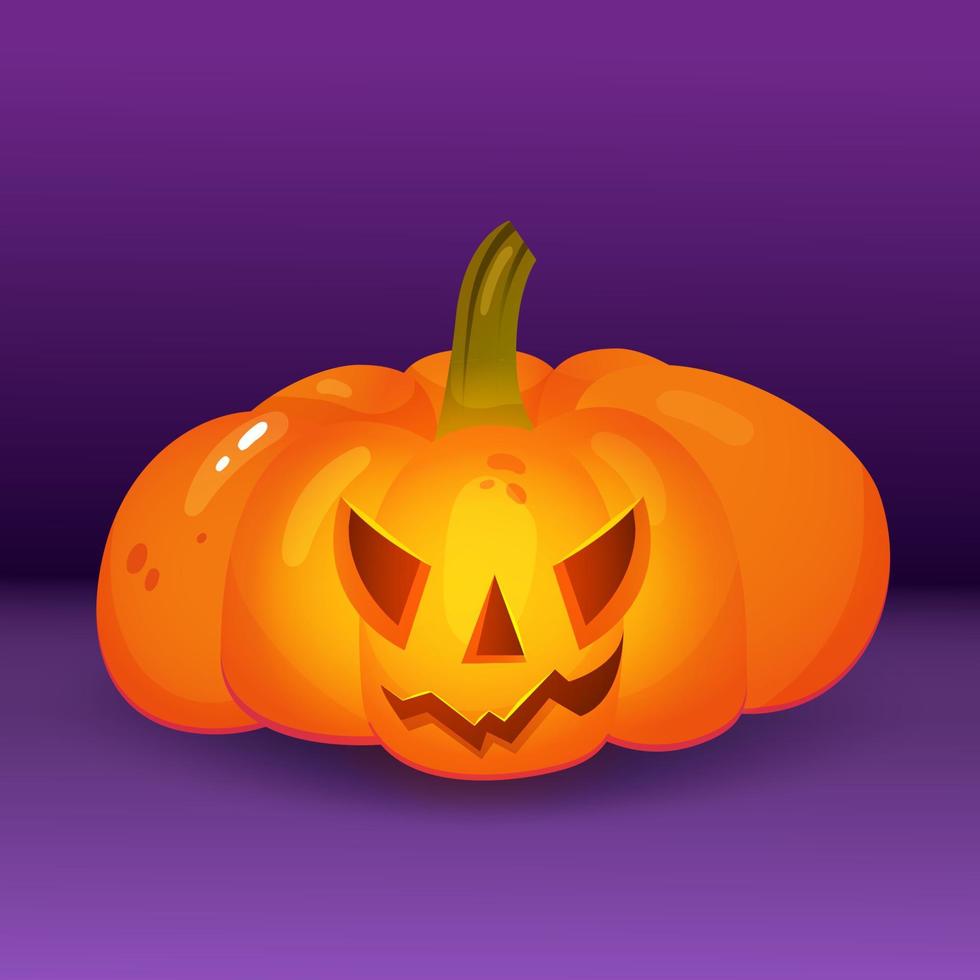 Cartoon isolated cute pumpkin with emotion. Vector illustration for Halloween.