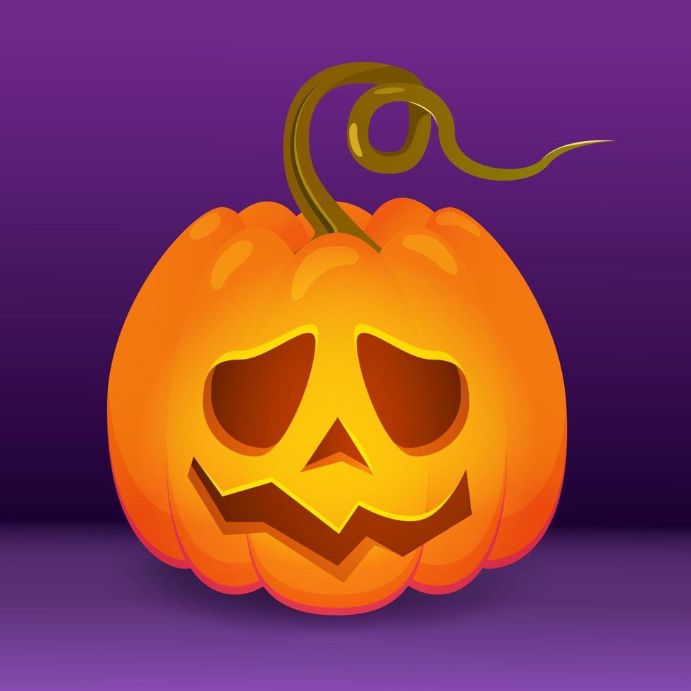 Cartoon isolated cute pumpkin with emotion. Vector illustration for Halloween.