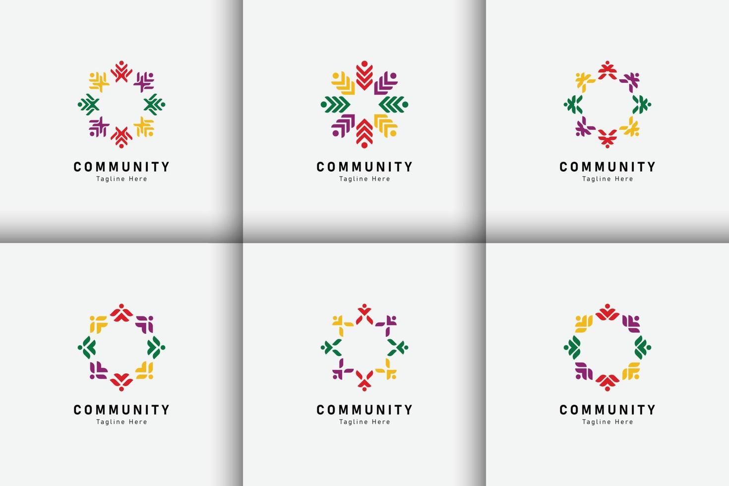 conjunto de personas y colección de logotipos comunitarios vector