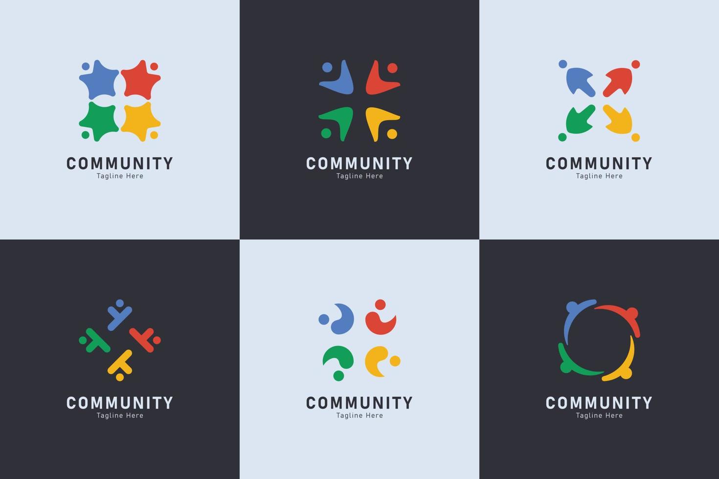 Set of people and community logo vector