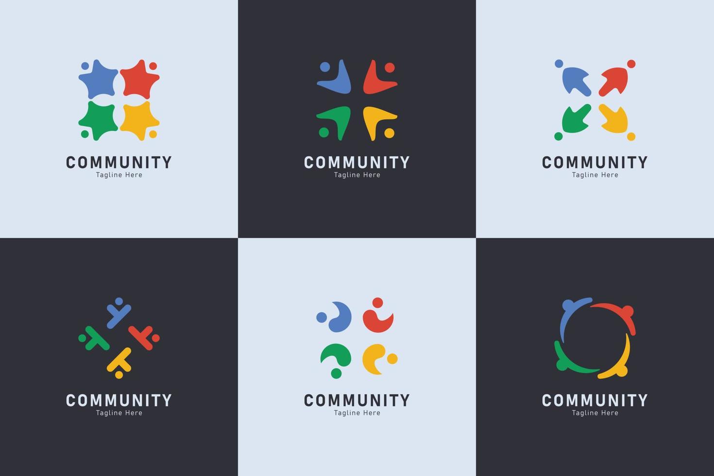 conjunto de personas y logotipo de la comunidad. vector