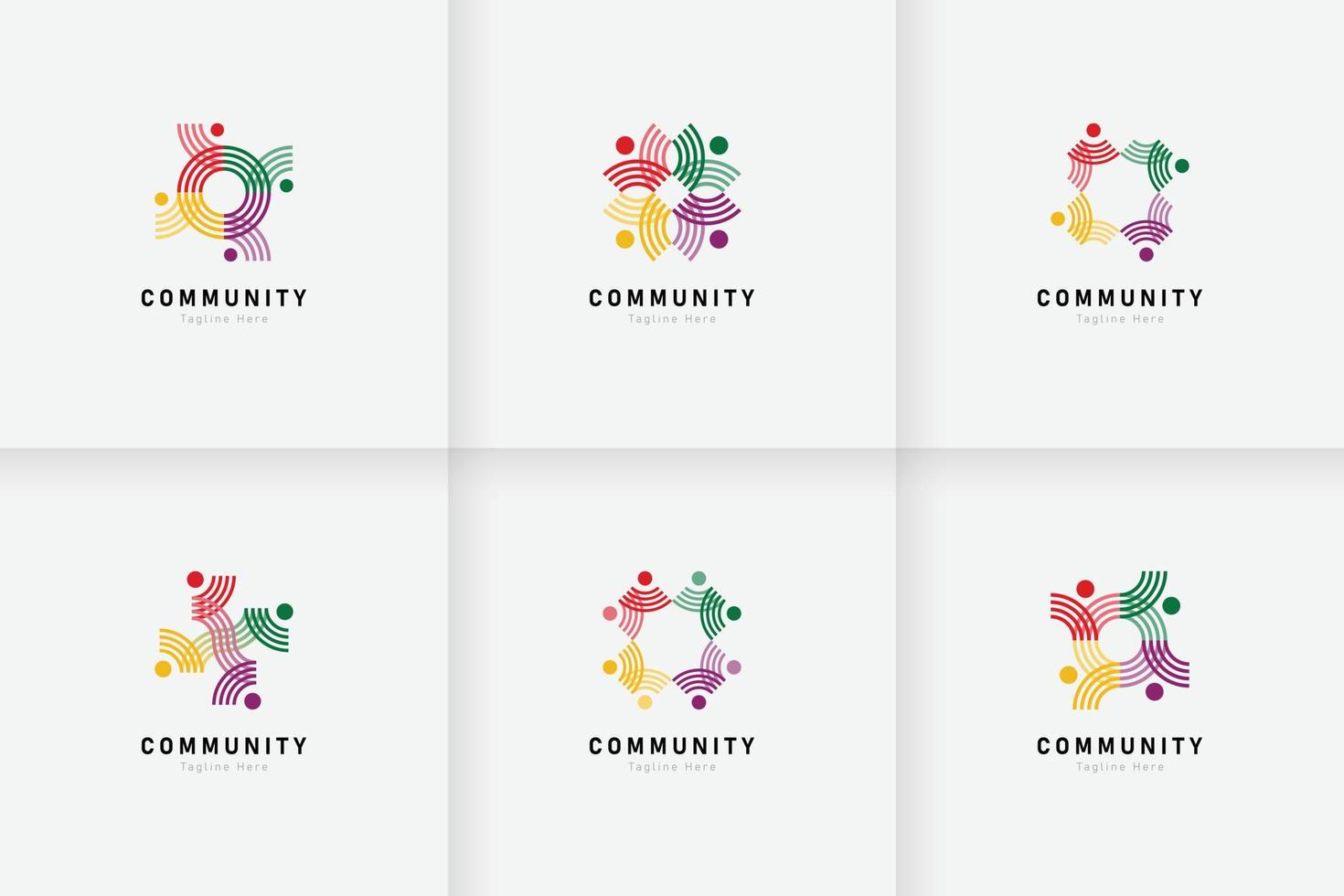 conjunto de personas y colección de logotipos comunitarios vector