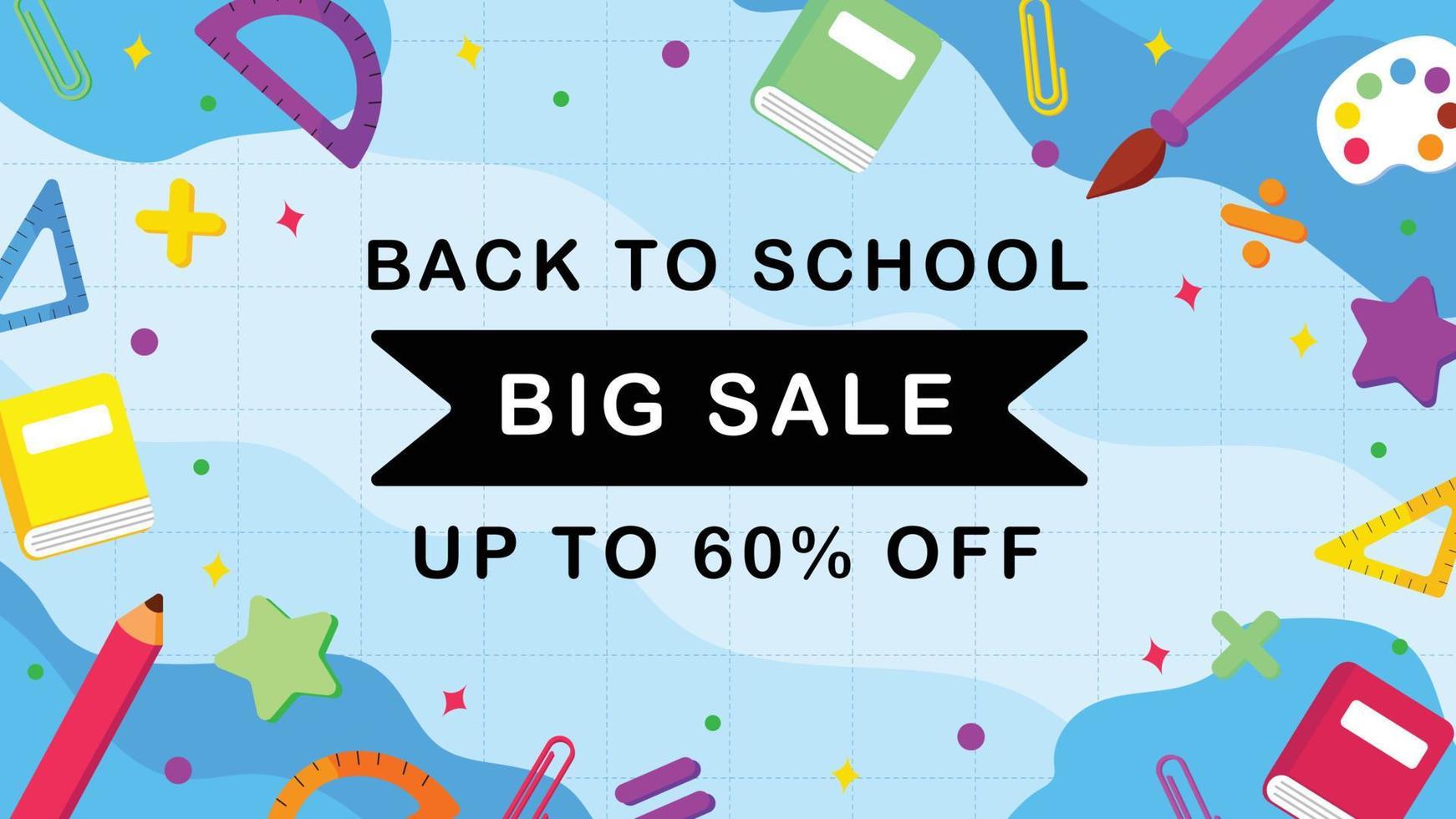 Flat back to school big sale banner template vector