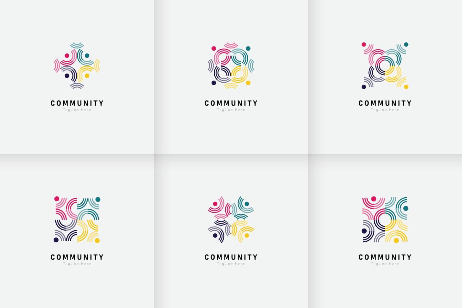 conjunto de personas y colección de logotipos comunitarios vector