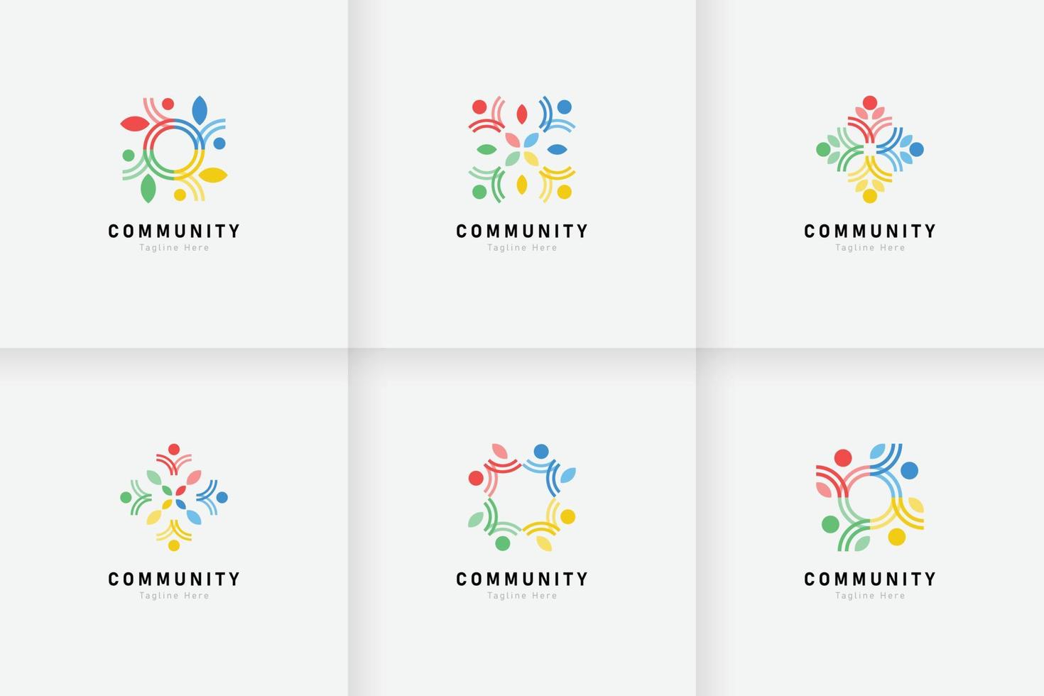 Set of people and community logo collection vector