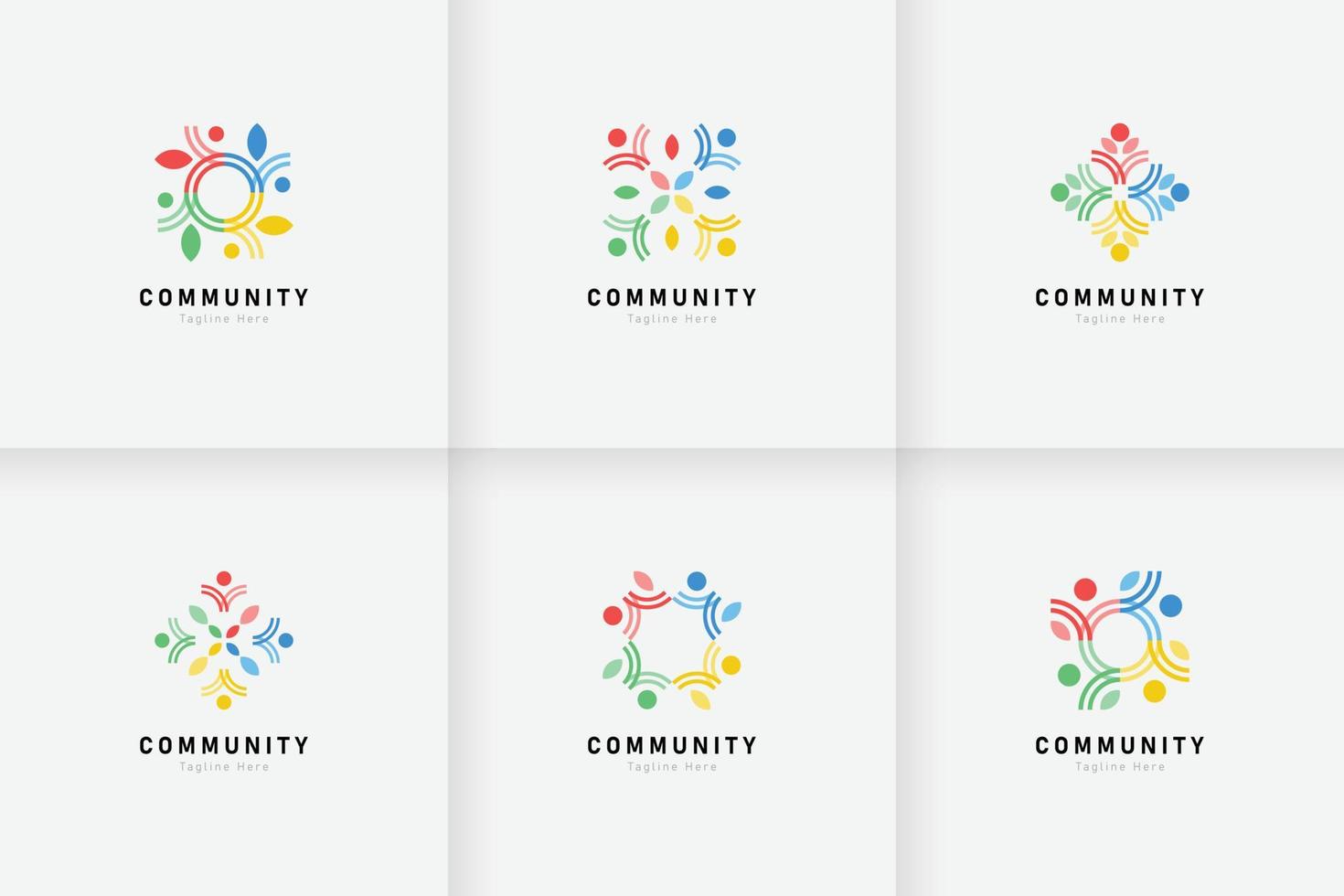 conjunto de personas y colección de logotipos comunitarios vector