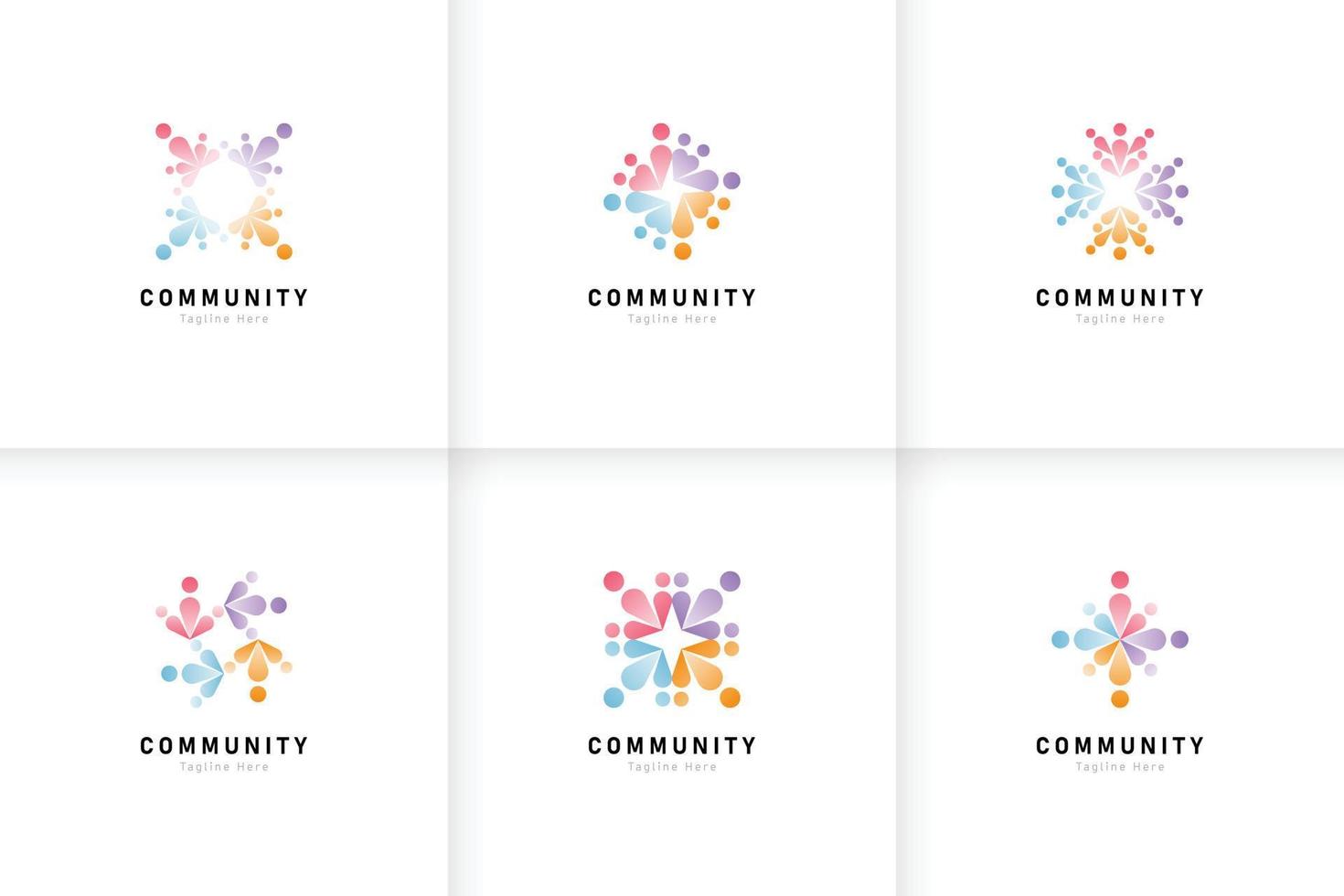 conjunto de personas y colección de logotipos comunitarios vector