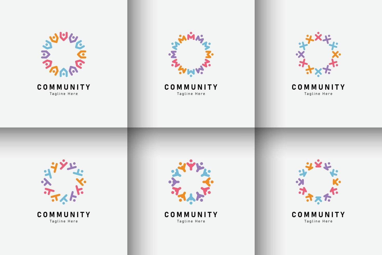 Set of people and community logo collection vector