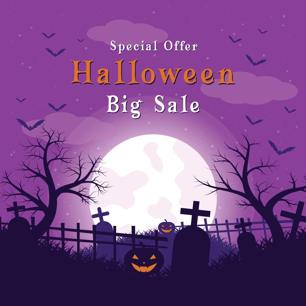 Happy halloween big sale poster design template vector