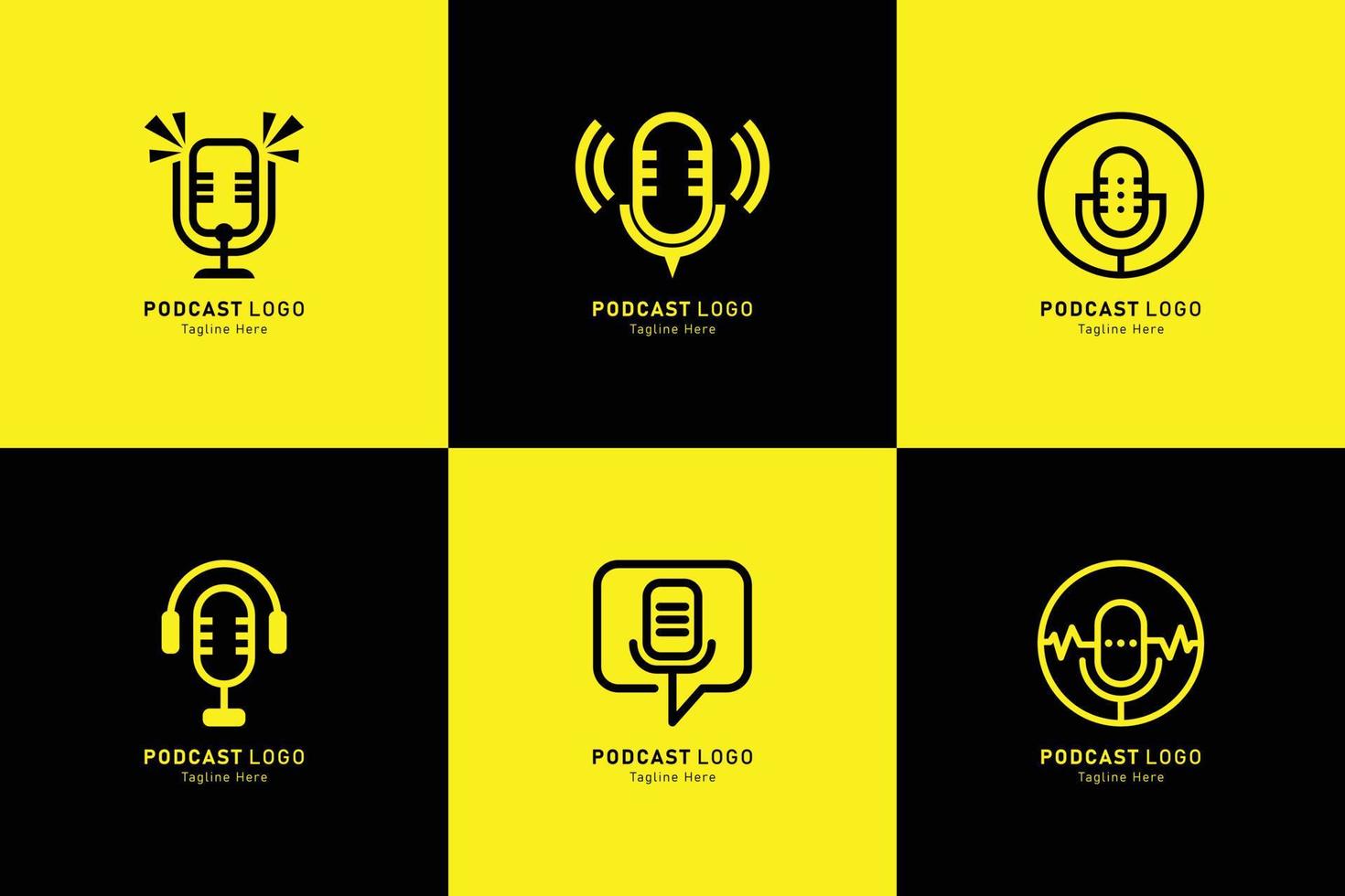 Set of podcast logo design concept vector