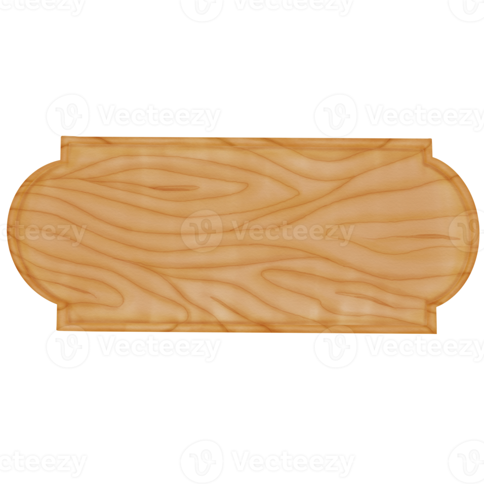 Watercolor Decorative Horizontal Wooden Board Rounded Sides png