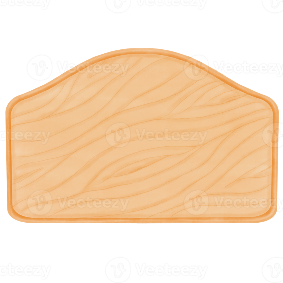 Decorative Watercolor Wooden Board on Top with Curved Edges png