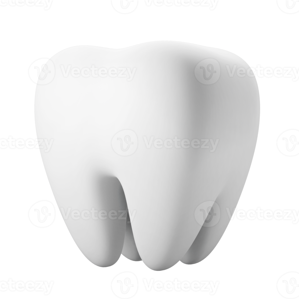 white and clean dental molar tooth 3d icon illustration png