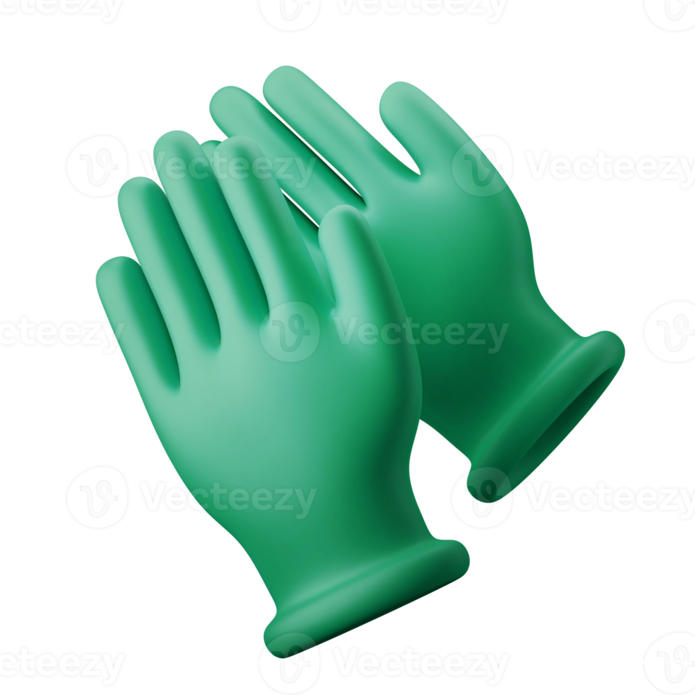 medical latex green surgeon hand gloves 3d icon illustration png