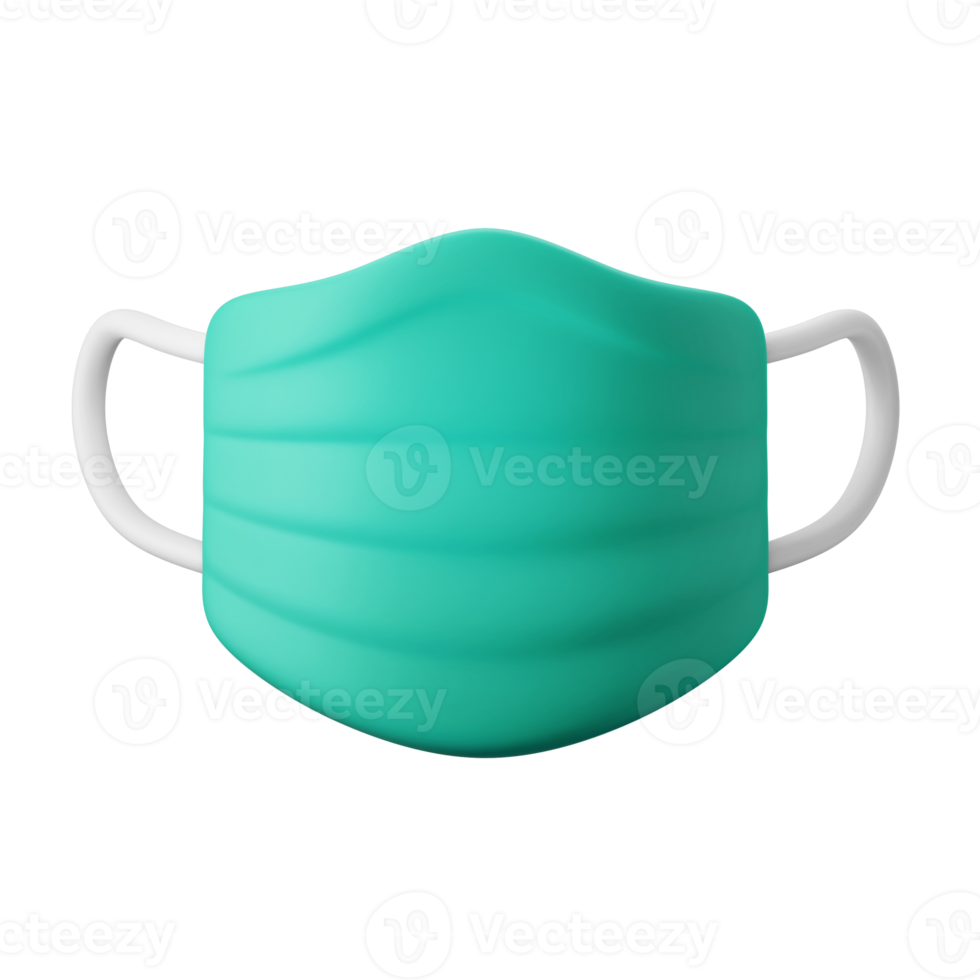 green surgical face mask 3d icon illustration png