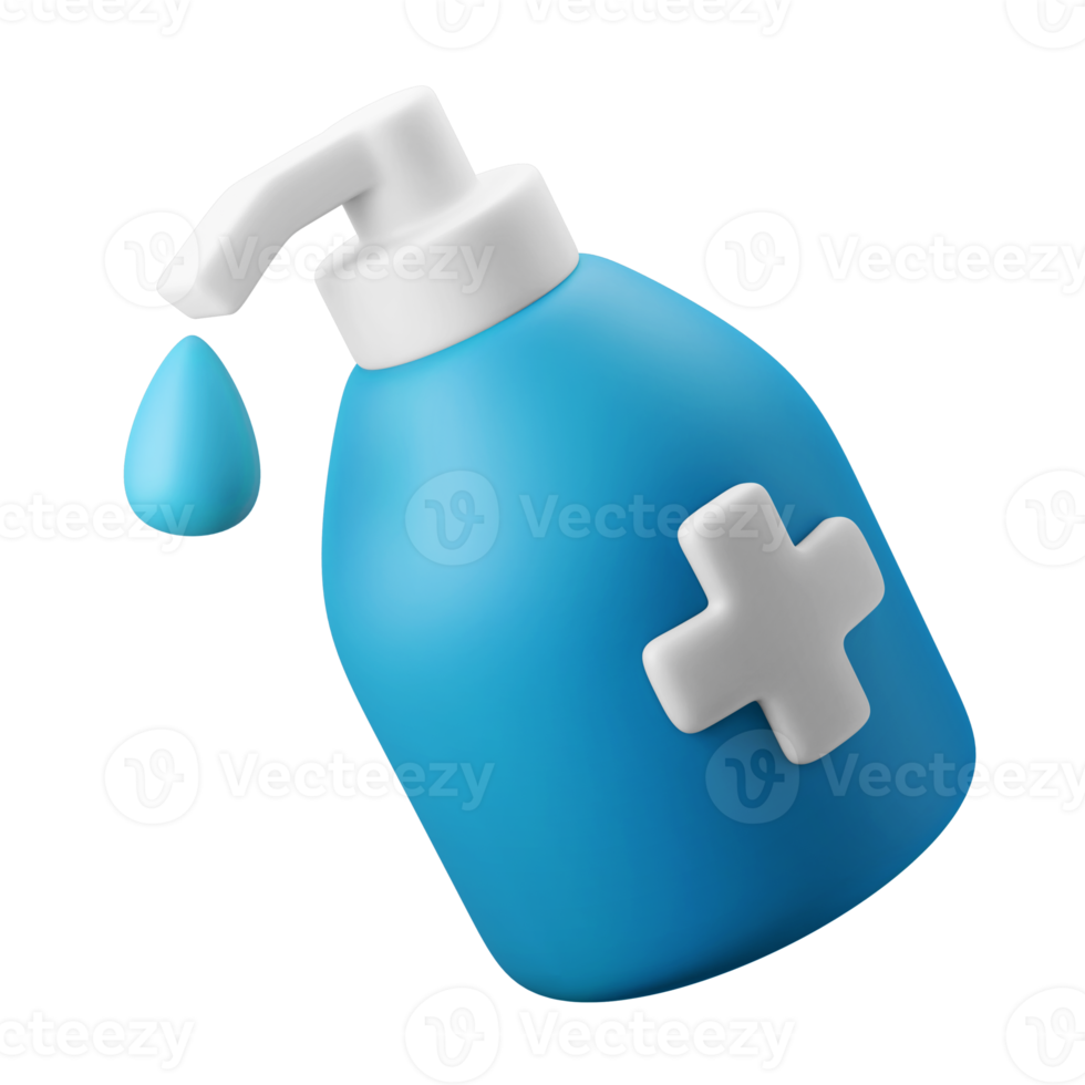 flüssige Handseife desinfizierende Pumpflasche 3d-Symbolillustration png