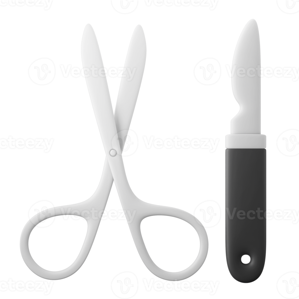 kirurgi verktyg scissor skalpell 3d ikon illustration png