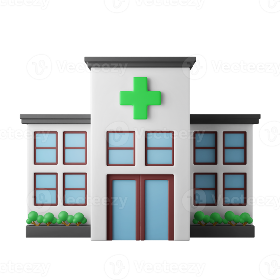 illustration de l'icône 3d du bâtiment de la clinique de l'hôpital png