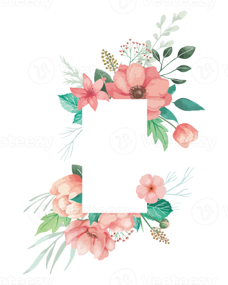 Free Watercolor Coral Anemone Flowers Frame Illustration 11098203 PNG