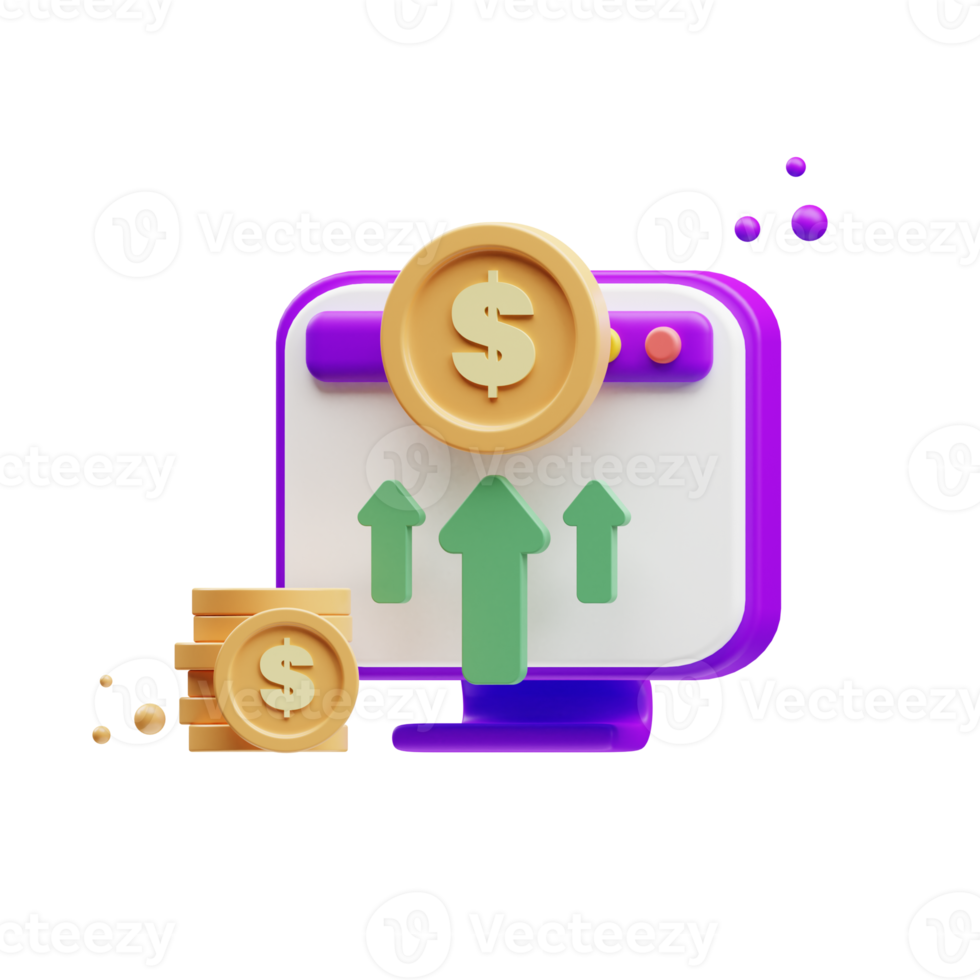 3d purple financial and investment icon illustration rendering png